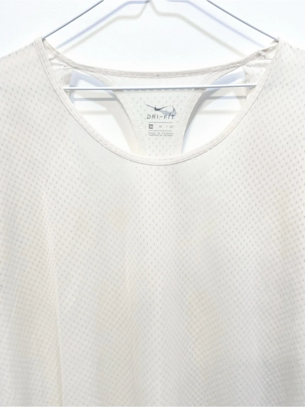 Nike Dri-FIT Open Back Mesh Running Workout Top off-white XL